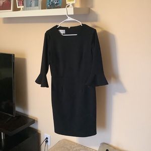 Black bell sleeve business casual dress